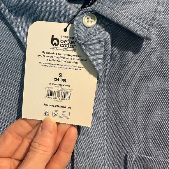 George NWT Size Small Knit Button Up Short Sleeve Blue Work Business Casual - Picture 6 of 9